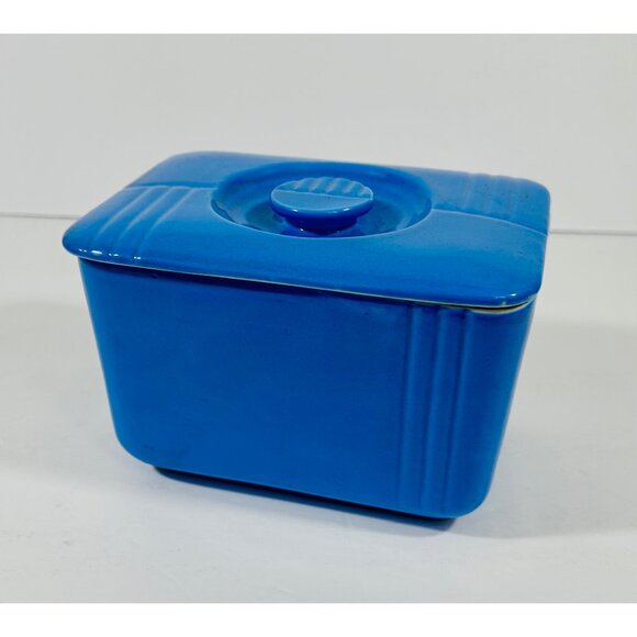 Vintage Hall China Westinghouse Delphinium Blue Refrigerator Dish With Lid 6.25” - Picture 1 of 11